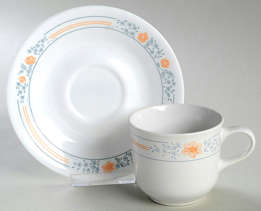 Apricot Grove (Corelle) Flat Cup & Saucer Set by Corning Corelle-1