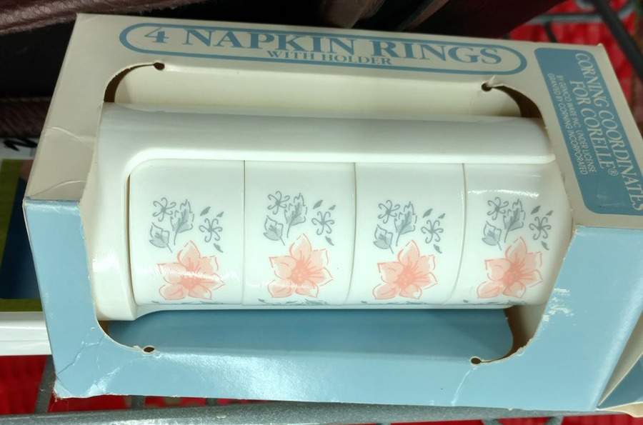 Apricot Grove (Corelle) Tray for Set of 4 Plastic Napkin Rings by Corning Corelle-1
