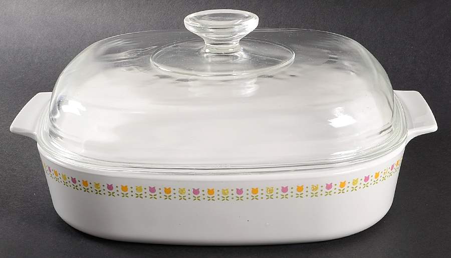 April Tulip Multicolor 2.5 Quart Square Casserole with Lid by Corning Corelle-1