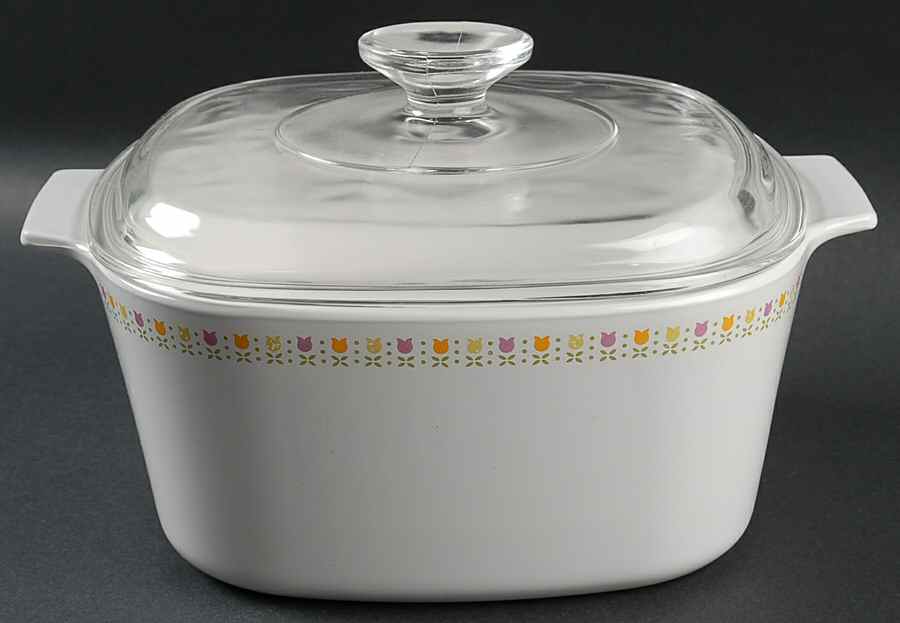 April Tulip Multicolor 3 Quart Square Casserole with Lid by Corning Corelle-1