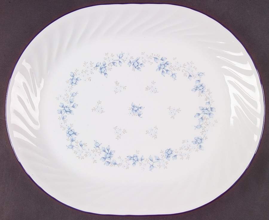 Blue Fleur (Corelle) 12" Oval Serving Platter by Corning Corelle-1