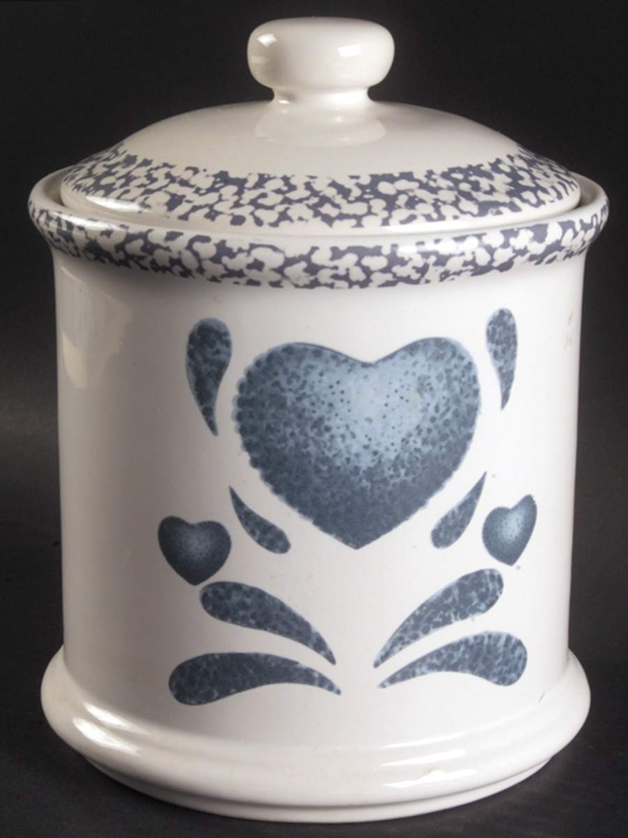 Blue Hearts (Corelle) Large Canister & Lid by Corning Corelle-1
