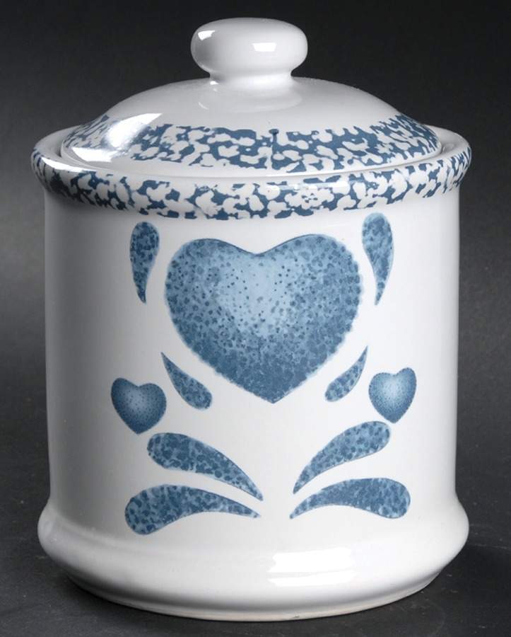 Blue Hearts (Corelle) Medium Canister & Lid by Corning Corelle-1