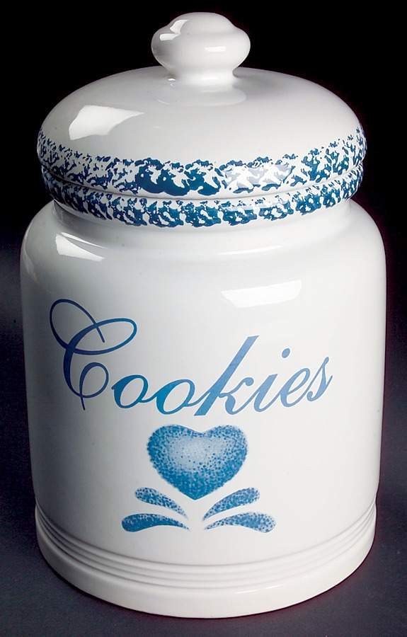 Blue Hearts (Corelle) Cookie Jar & Lid by Corning Corelle-1