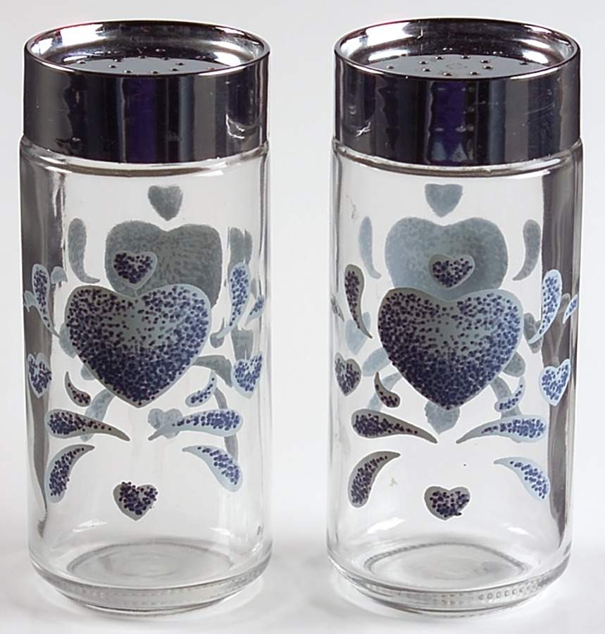 Blue Hearts (Corelle) Glassware Salt and Pepper Set by Corning Corelle-1