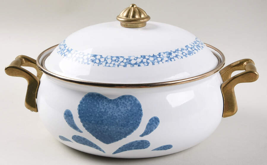 Blue Hearts (Corelle) 2 Quart Metal Covered Casserole by Corning Corelle-1