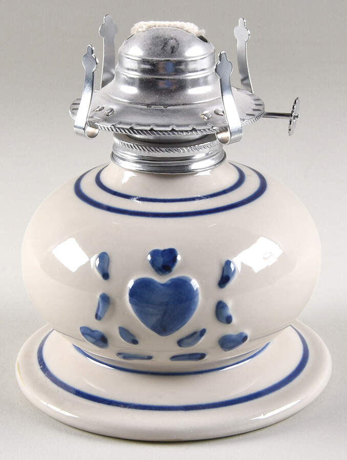 Blue Hearts (Corelle) Hurricane Lamp No Globe by Corning Corelle-1