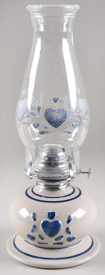 Blue Hearts (Corelle) Hurricane Lamp & Globe by Corning Corelle-1