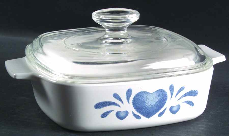 Blue Hearts (Corelle) 1 Qt Square Casserole w/Glass or Plastic Lid by Corning Corelle-1