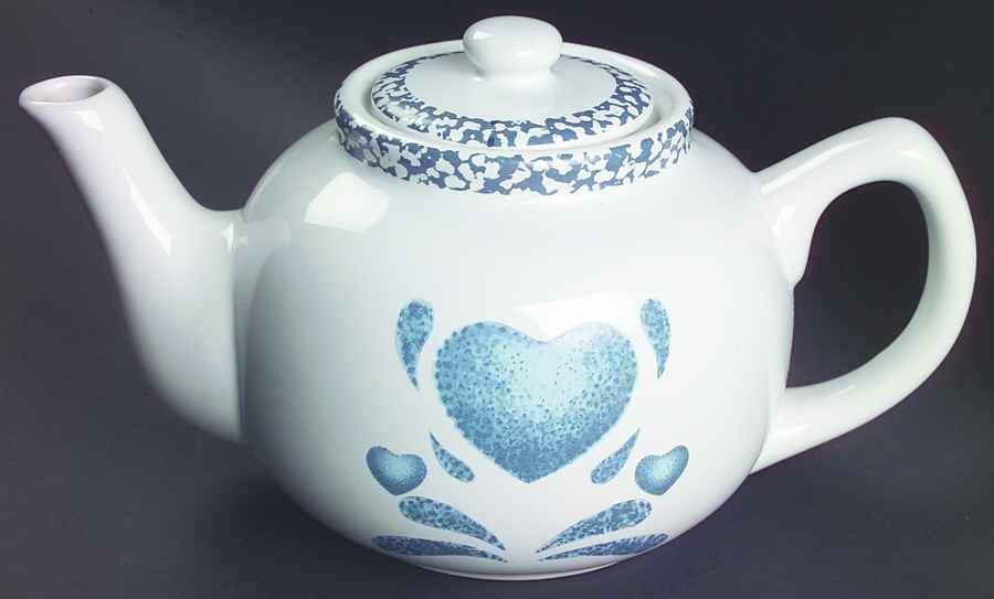 Blue Hearts (Corelle) Teapot & Lid by Corning Corelle-1