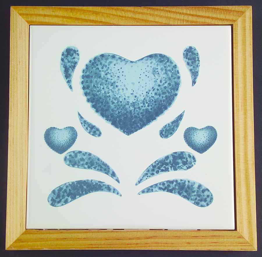 Blue Hearts (Corelle) Wood Frame Trivet by Corning Corelle-1