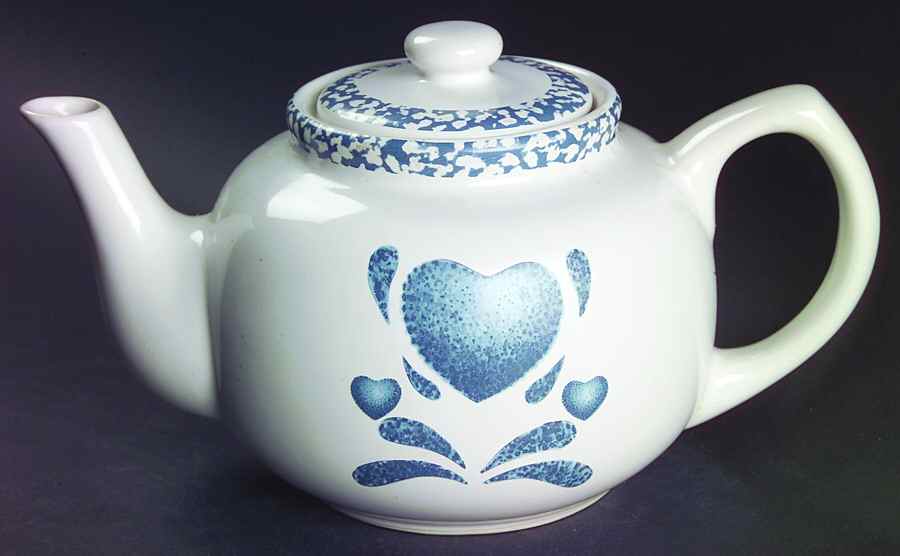 Blue Hearts (Corelle) Teapot & Lid by Corning Corelle-1
