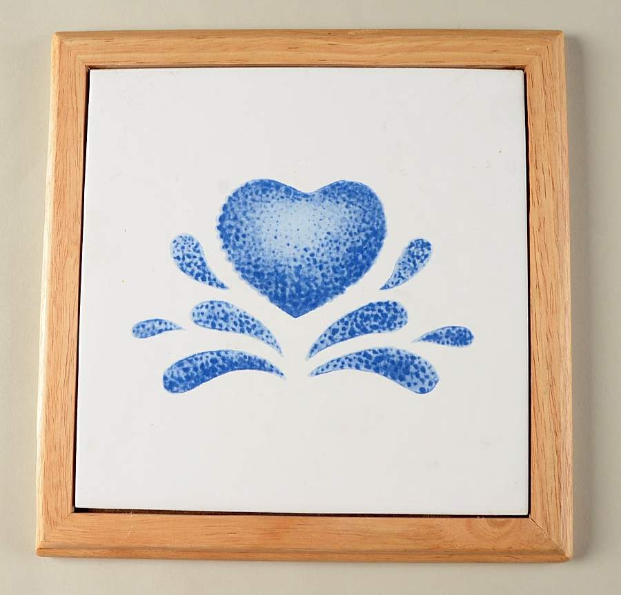 Blue Hearts (Corelle) Wood Frame Trivet by Corning Corelle-1