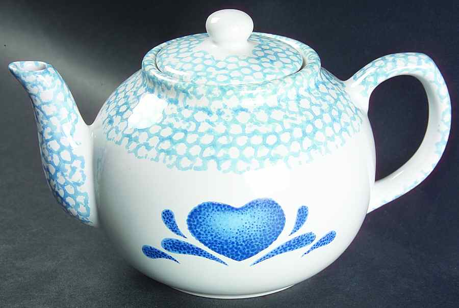 Blue Hearts (Corelle) Teapot & Lid by Corning Corelle-1