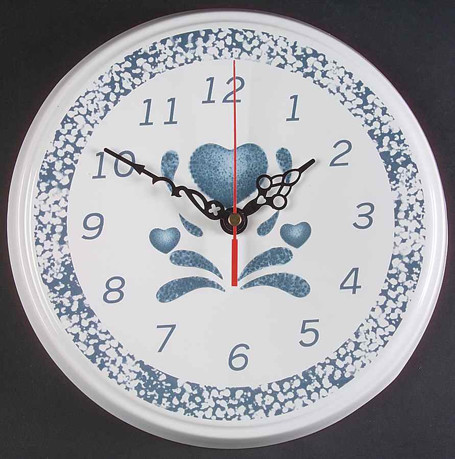 Blue Hearts (Corelle) Hanging Wall Clock by Corning Corelle-1