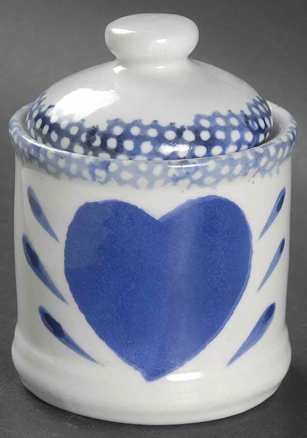 Blue Hearts (Corelle) Condiment Jar & Lid by Corning Corelle-1