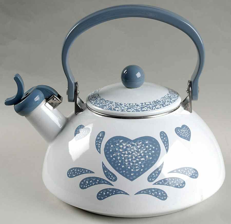 Blue Hearts (Corelle) Metal Kettle & Lid by Corning Corelle-1