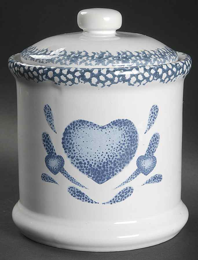 Blue Hearts (Corelle) 5" Storage Jar & Lid by Corning Corelle-1