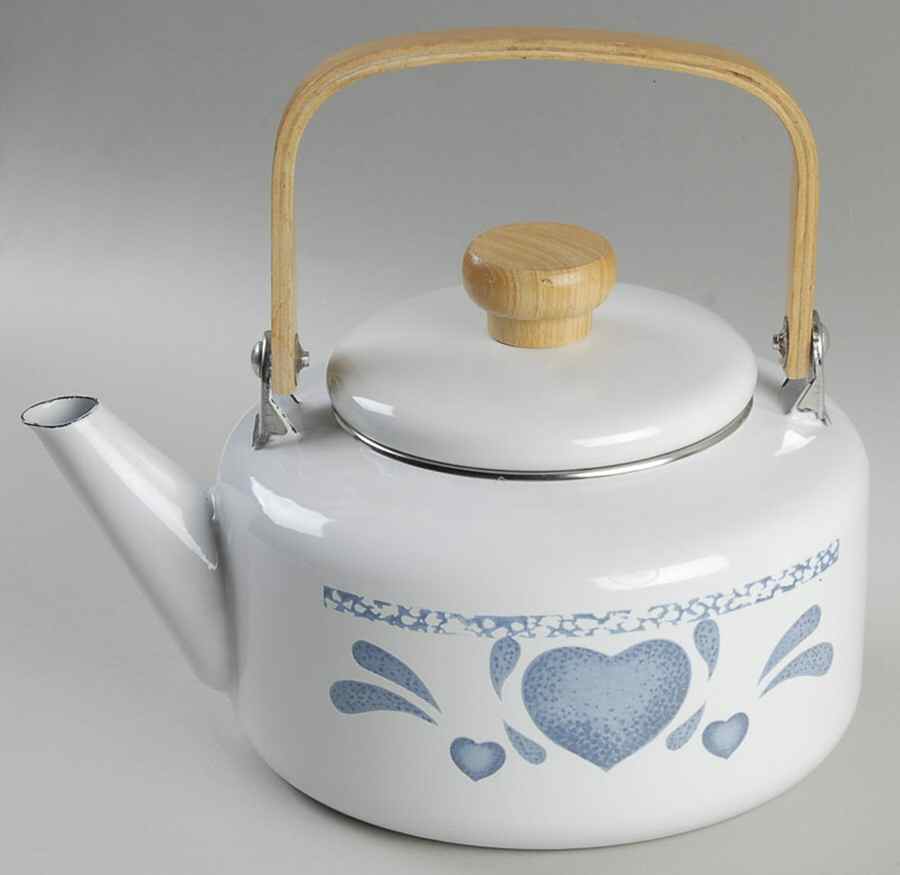 Blue Hearts (Corelle) Metal Kettle & Lid by Corning Corelle-1