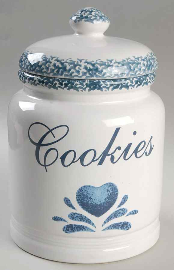 Blue Hearts (Corelle) Cookie Jar & Lid by Corning Corelle-1