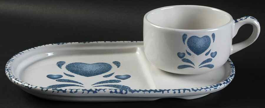 Blue Hearts (Corelle) Snack Plate & Cup Set by Corning Corelle-1