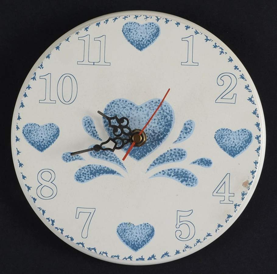 Blue Hearts (Corelle) Hanging Wall Clock by Corning Corelle-1