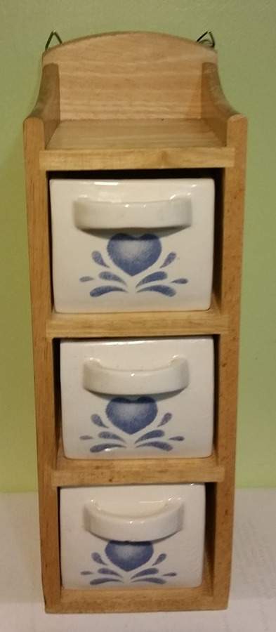 Blue Hearts (Corelle) Wood Spice Drawer (3 Spices) by Corning Corelle-1