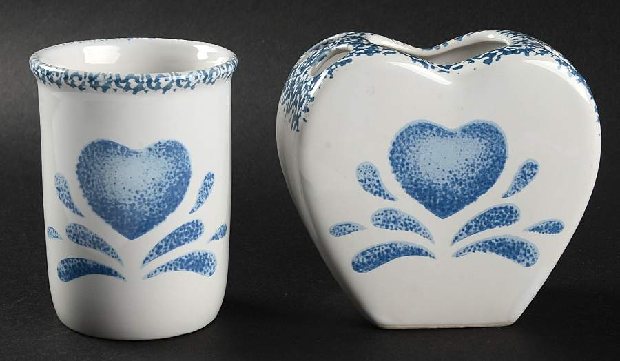 Blue Hearts (Corelle) Toothbrush Holder and Tumbler Set by Corning Corelle-1