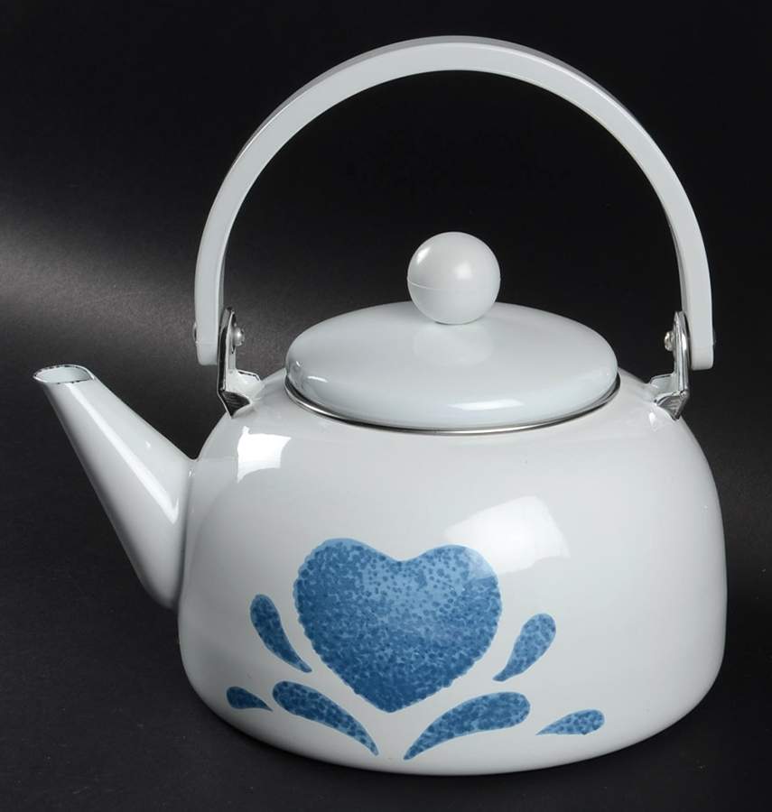 Blue Hearts (Corelle) Metal Kettle & Lid by Corning Corelle-1