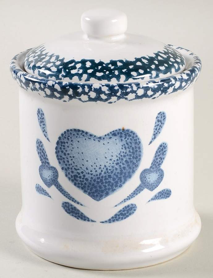 Blue Hearts (Corelle) Small Canister & Lid by Corning Corelle-1