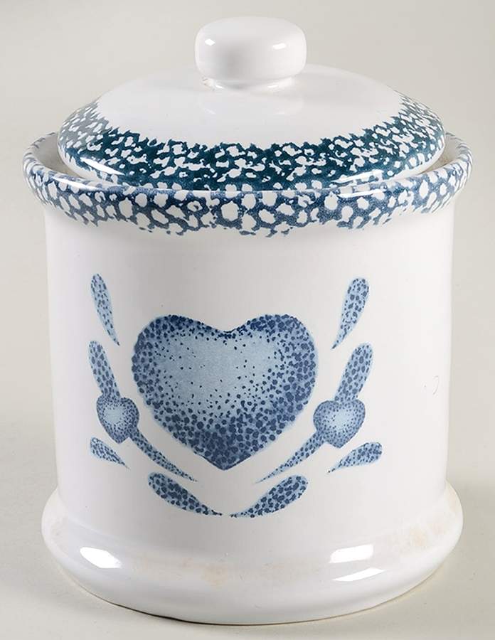 Blue Hearts (Corelle) Large Canister & Lid by Corning Corelle-1
