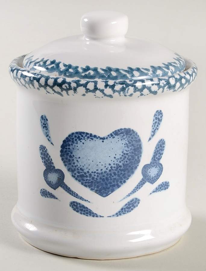 Blue Hearts (Corelle) Medium Canister & Lid by Corning Corelle-1