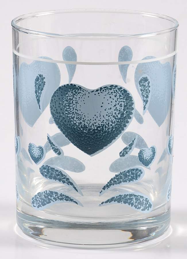 Blue Hearts (Corelle) Glassware Double Old Fashioned by Corning Corelle-1