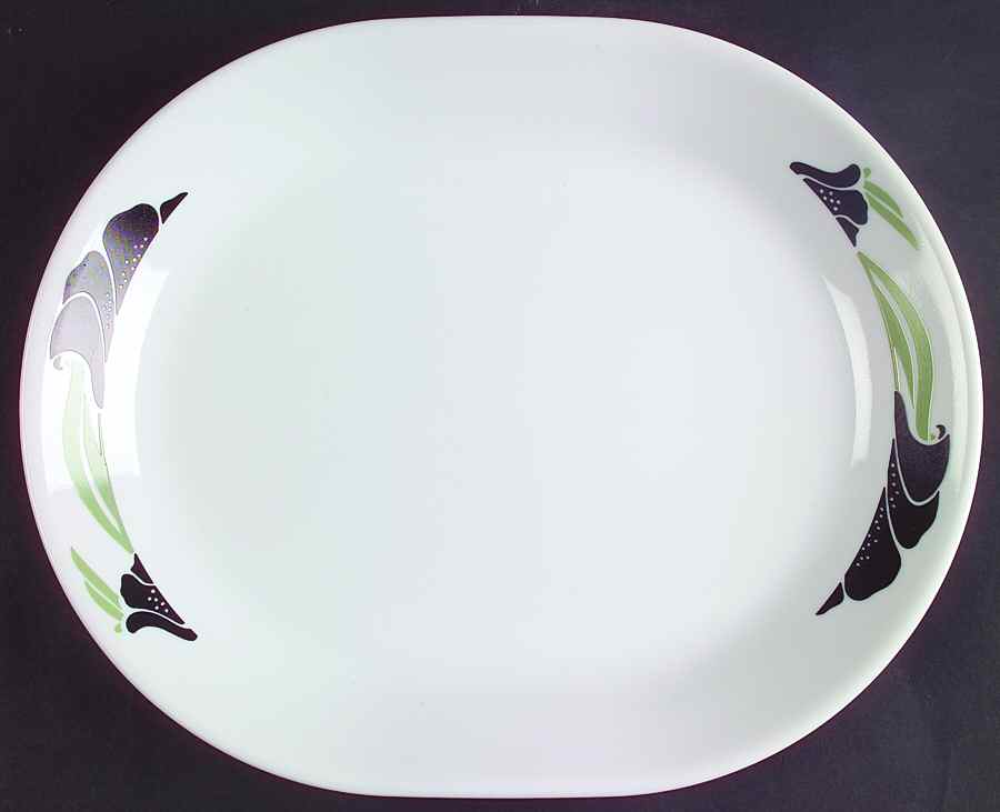 Black Orchid (Corelle) 12" Oval Serving Platter by Corning Corelle-1