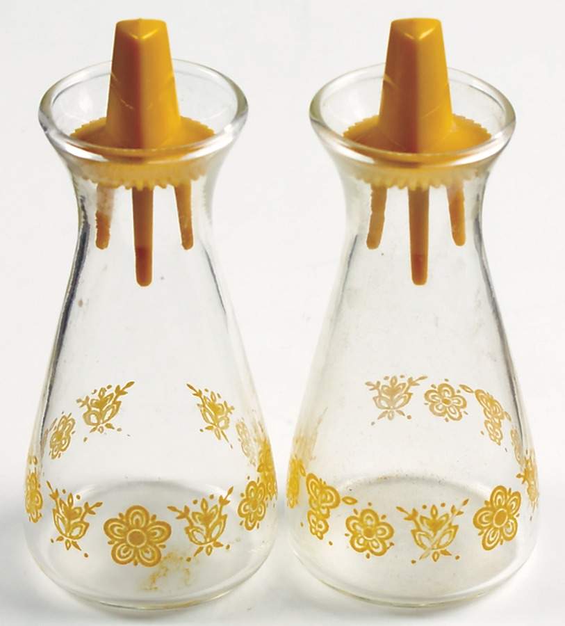 Butterfly Gold (Corelle) Glassware Salt and Pepper Set by Corning Corelle-1