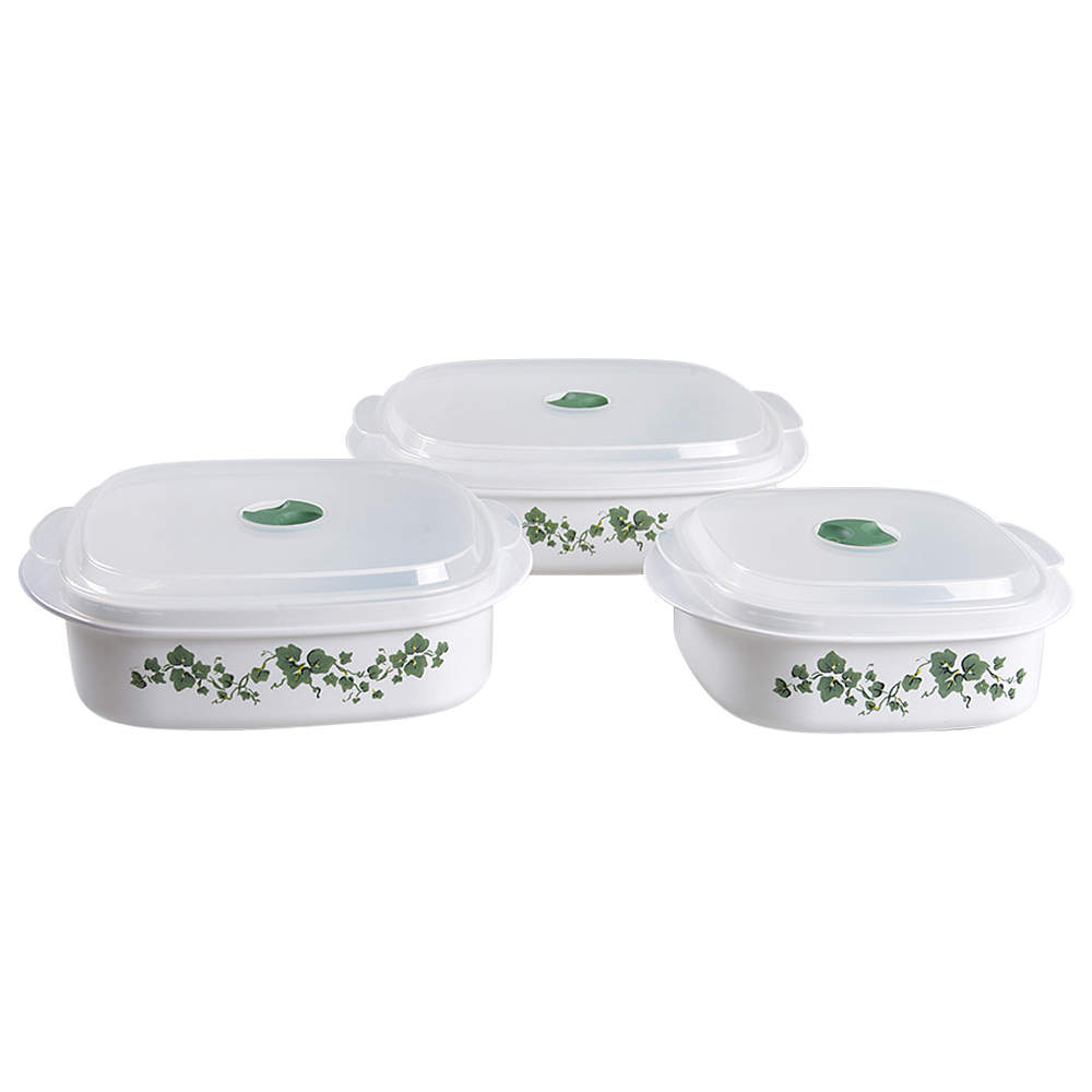 Callaway (Corelle) (Set of 3)Square Plastic Microwave Bowl w/Vent Lid by Corning Corelle-1