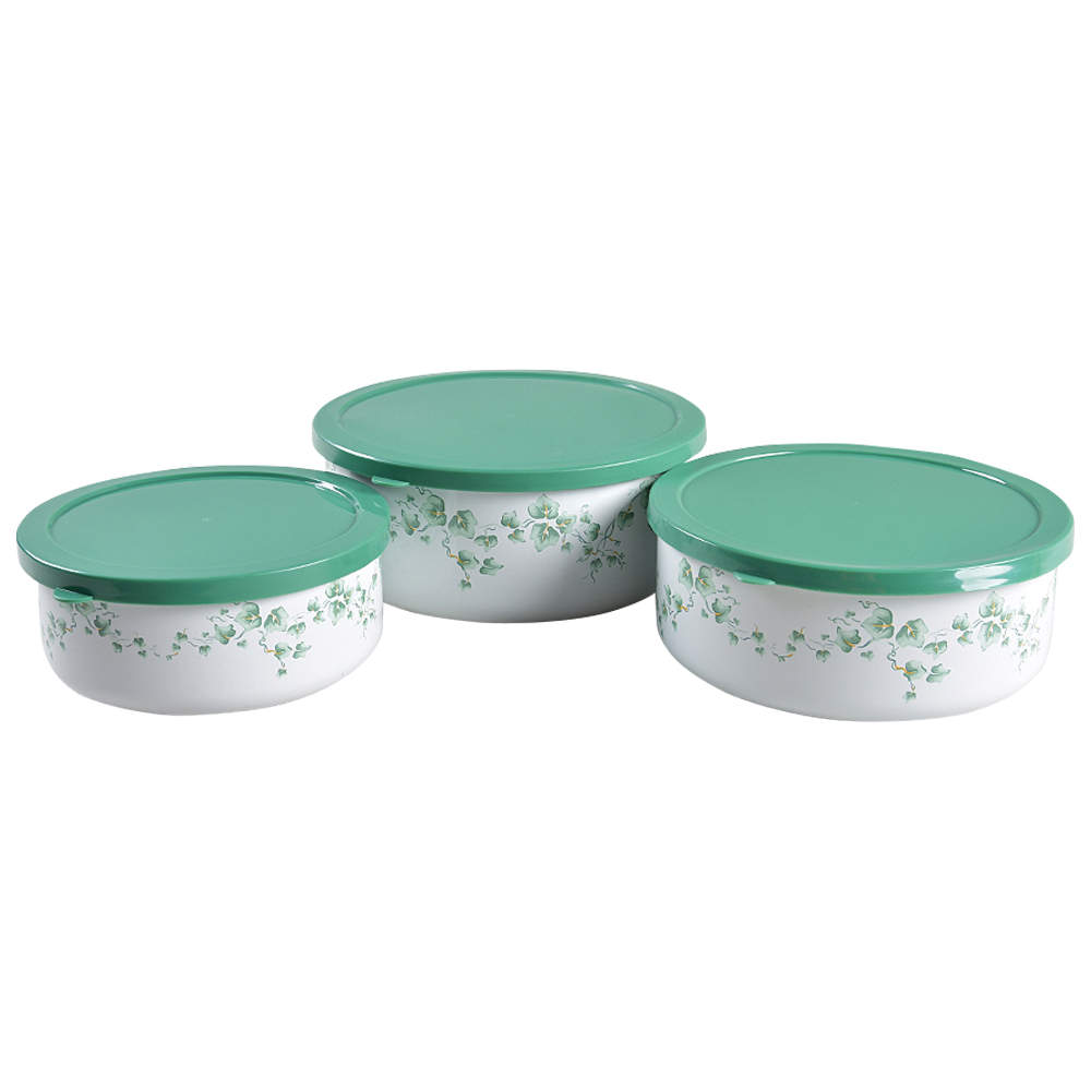 Callaway (Corelle) 3pc Metal Bowls&Plastic Lids (5 7/8",6 5/8",7 1/4) by Corning Corelle-1