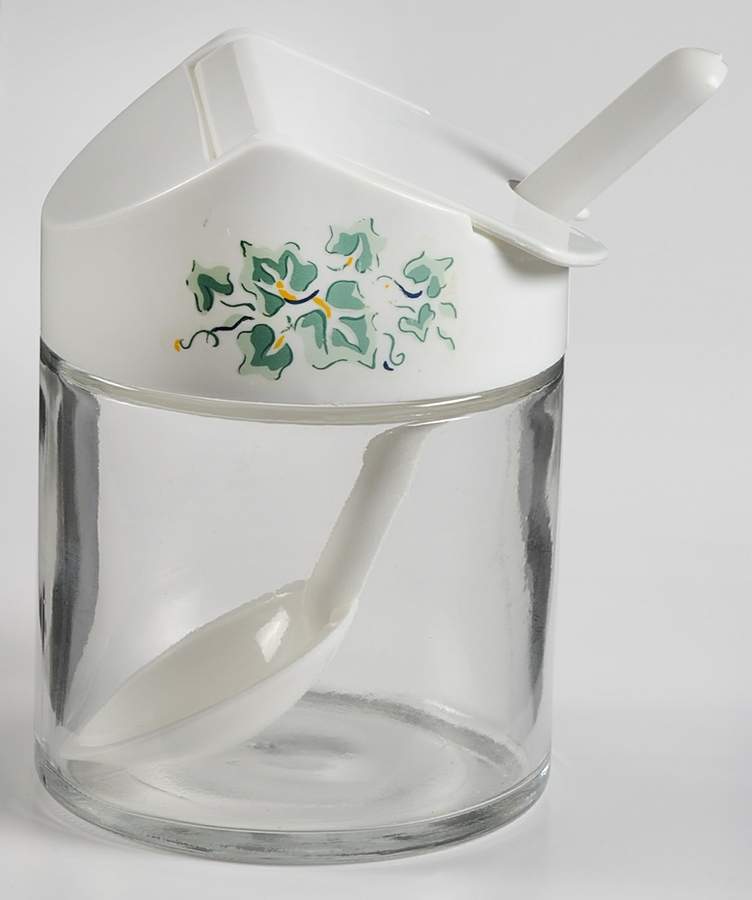 Callaway (Corelle) Glass Sugar Bowl w/Plastic Lid & Spoon by Corning Corelle-1