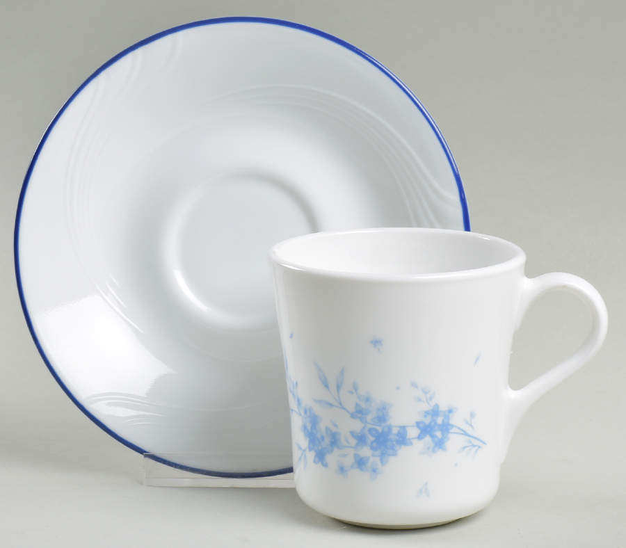 Celestial Blue (Corelle) Flat Cup & Saucer Set by Corning Corelle-1