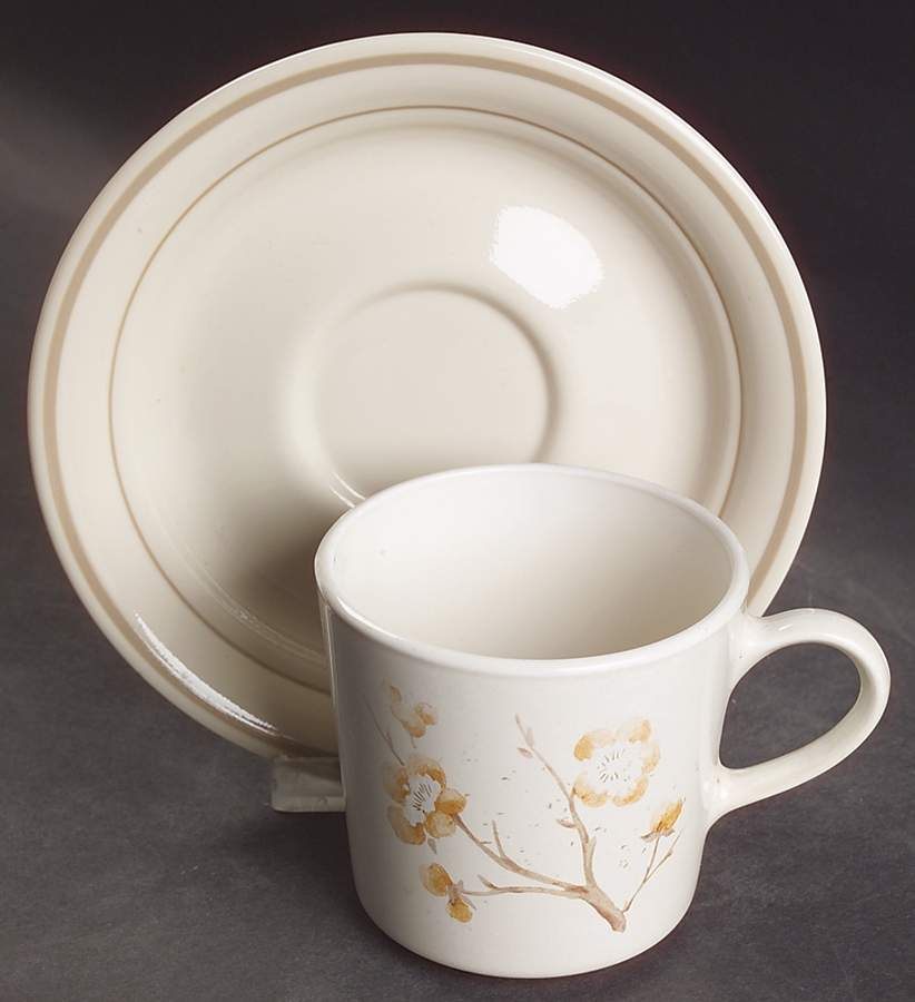 China Blossom Flat Cup & Saucer Set by Corning Corelle-1
