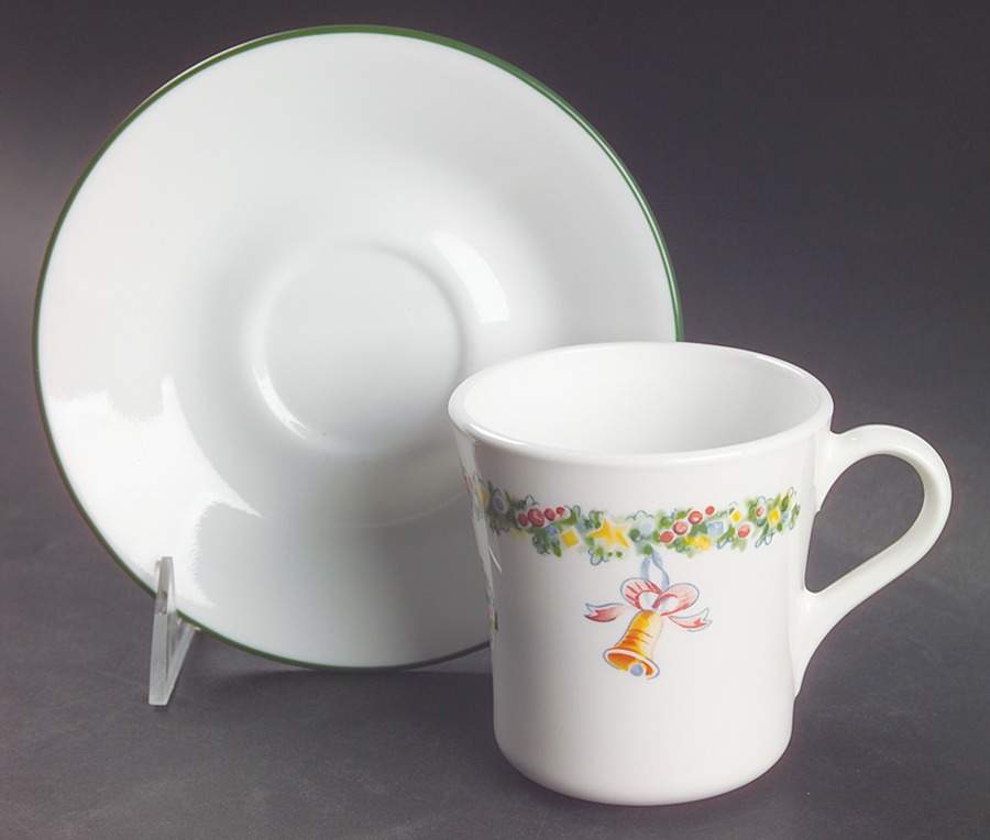 Christmas Joy (Corelle) Flat Cup & Saucer Set by Corning Corelle-1