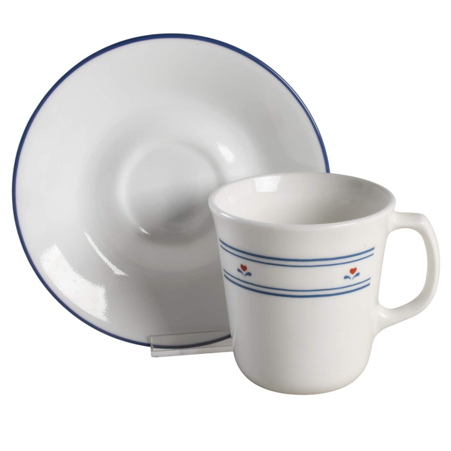 Country Hearts (Corelle) Flat Cup & Saucer Set by Corning Corelle-1