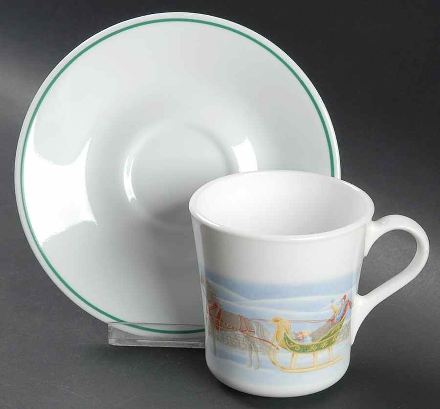 Country Memories (Corelle) Flat Cup & Saucer Set by Corning Corelle-1