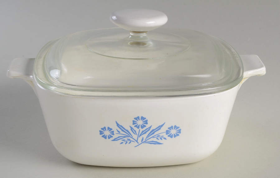 Cornflower Blue 1.5 Quart Square Casserole & Lid by Corning Corelle-1