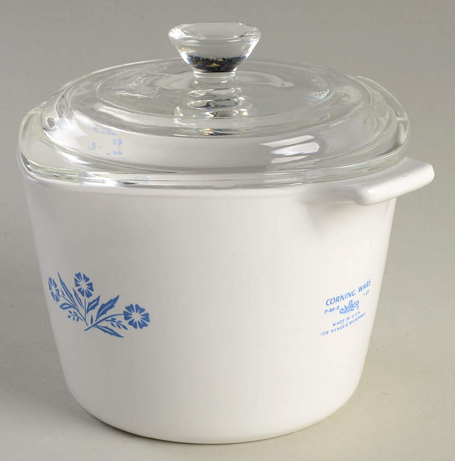 Cornflower Blue 1 Qt Sauce Maker & Glass Lid by Corning Corelle-1