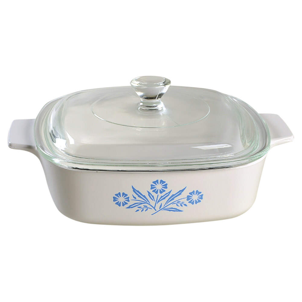 Cornflower Blue 1 Quart Square Casserole with Lid by Corning Corelle-1