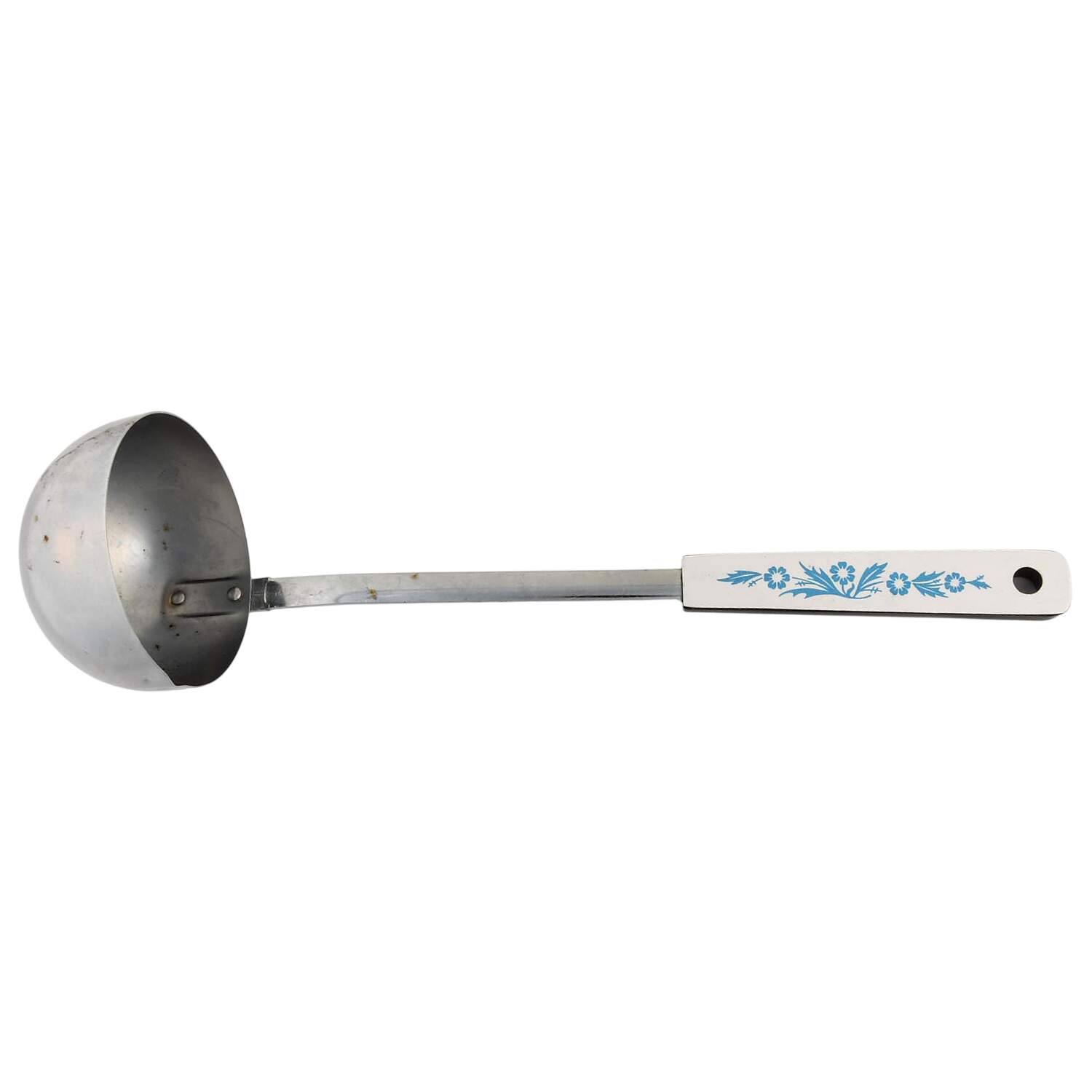 Cornflower Blue Metal Soup Ladle with Plastic Handle by Corning Corelle-1