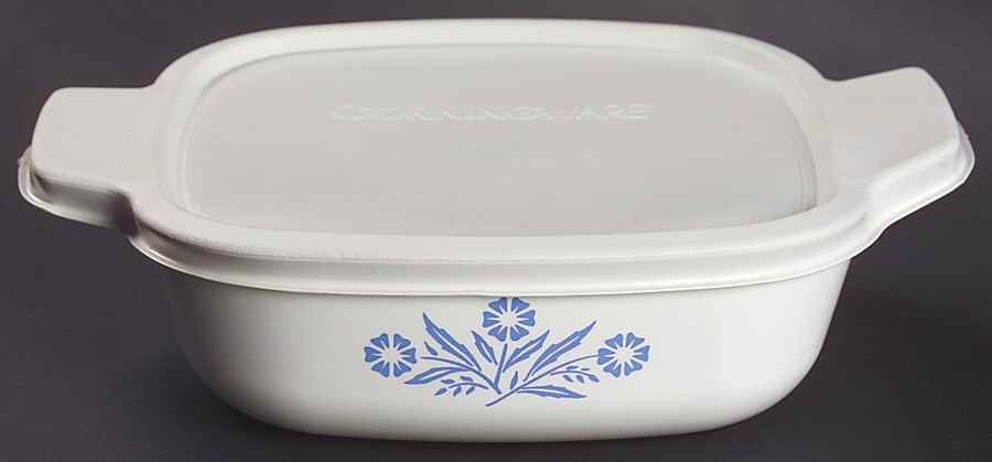 Cornflower Blue 1 Quart Square Casserole with Lid by Corning Corelle-1