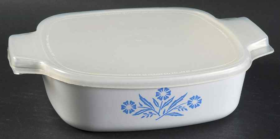 Cornflower Blue 1 Quart Square Casserole with Lid by Corning Corelle-1