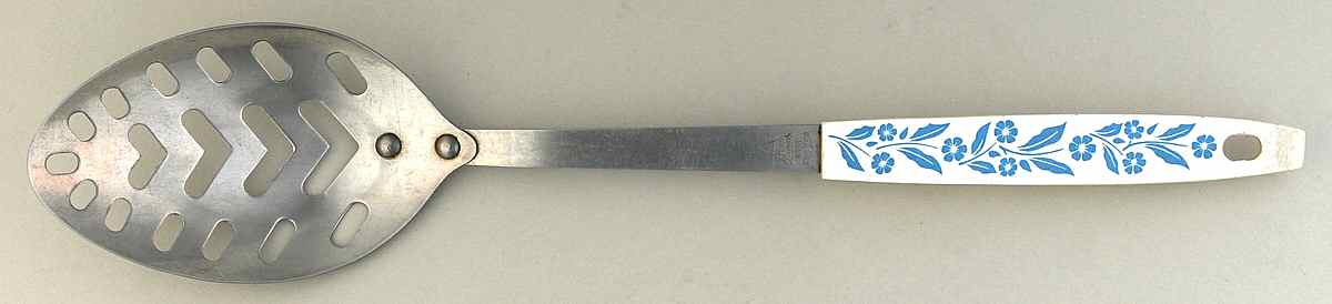 Cornflower Blue Slotted Serving Spoon with Stainless Bowl by Corning Corelle-1